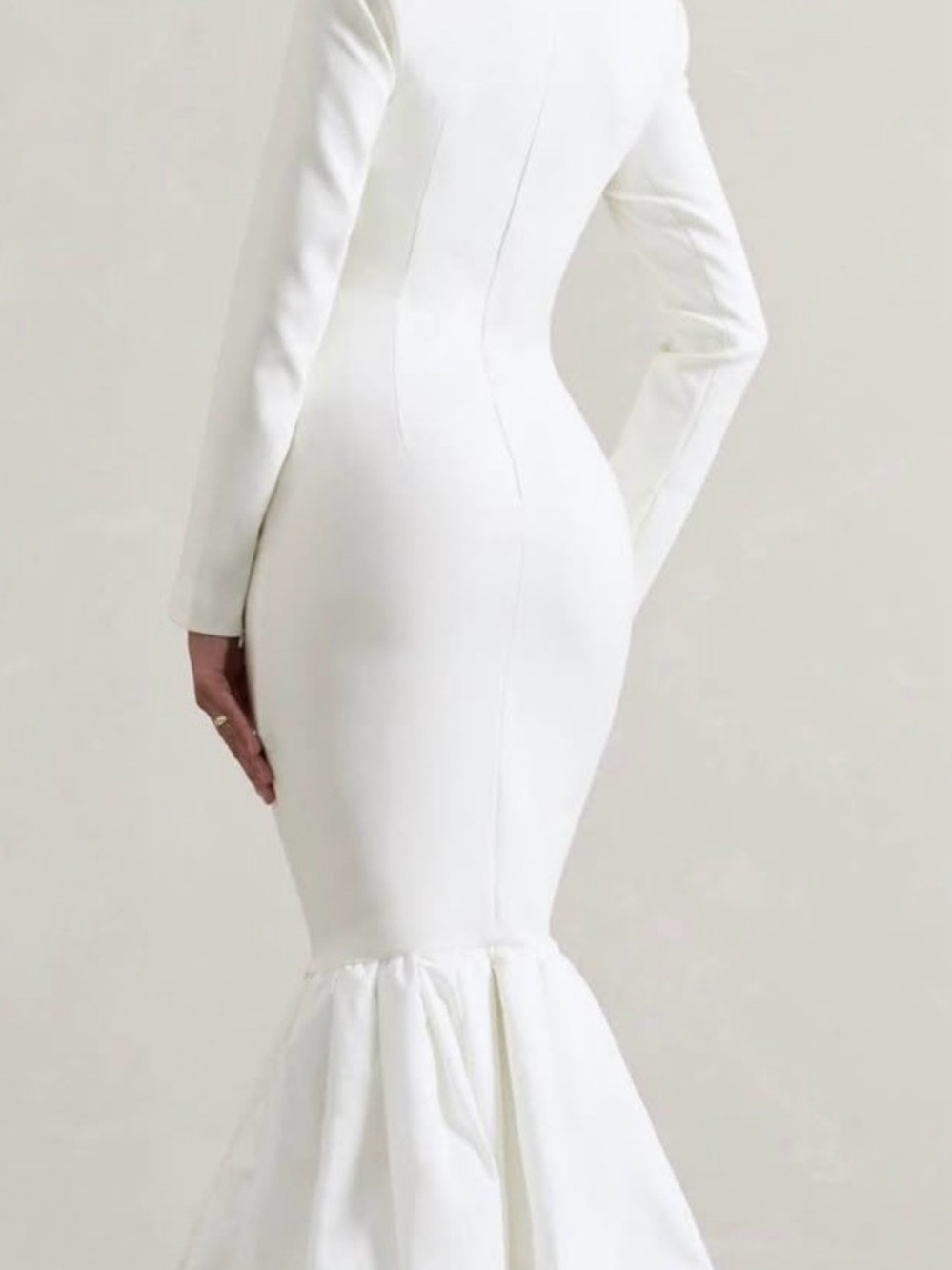 Club L London White Long Sleeve Mermaid Gown with Sweetheart Bust - Picture 2 of 2
